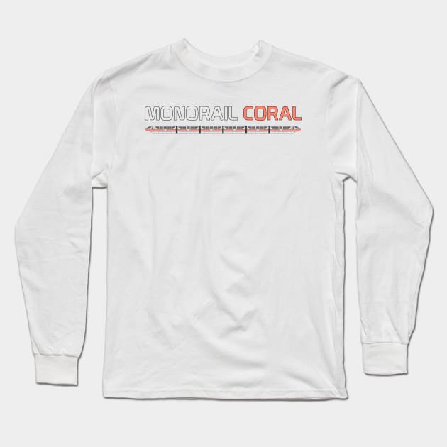 Monorail Coral Long Sleeve T-Shirt by Tomorrowland Arcade